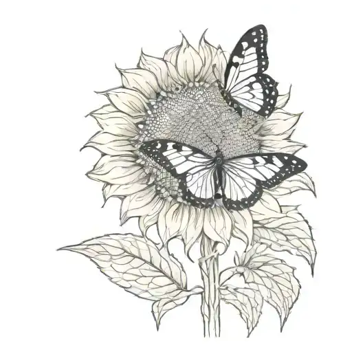 Sunflower With Butterfly