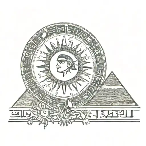 Moon And Sun And Egypt Symbold And Sanskrit