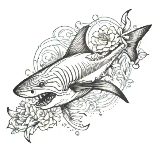 Delicate Shark Tatoo For The Ribs Of A Girl