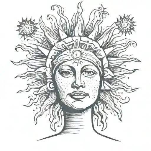 A Woman With The Sun Head Surrounded