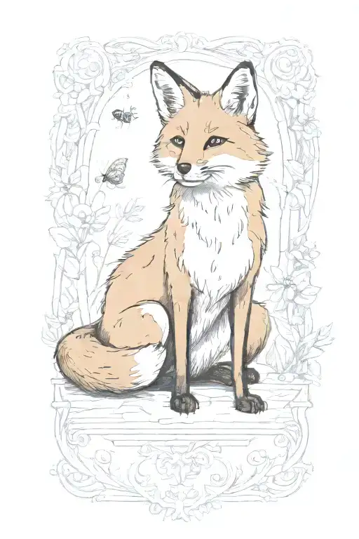 Storybook Illustration Of A Fox With A Honeybee On Its Nose