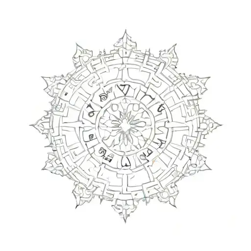 Manadala Style Zodiac Line Work