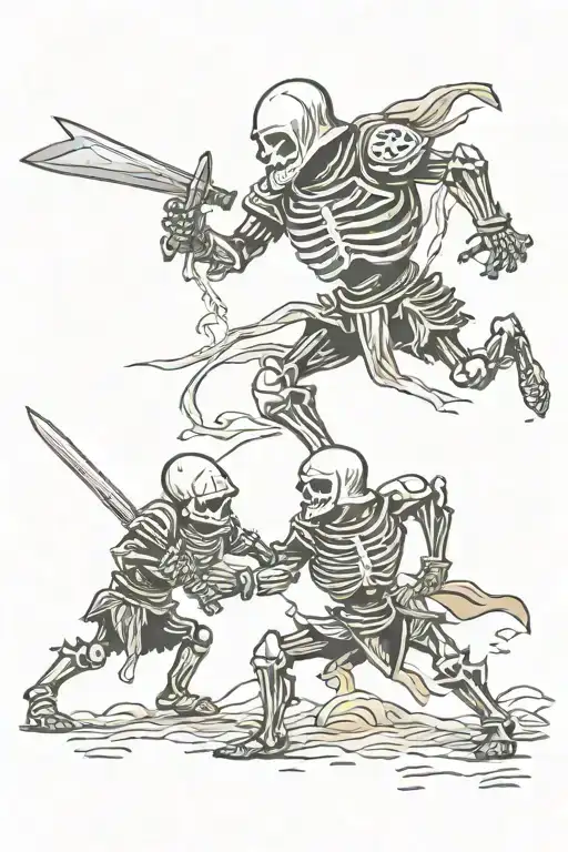 Knight Fighting Skeleton