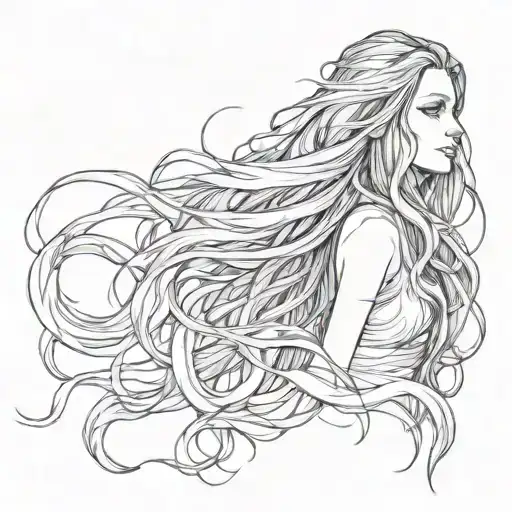 Myhtic Female Creature With Long Hair