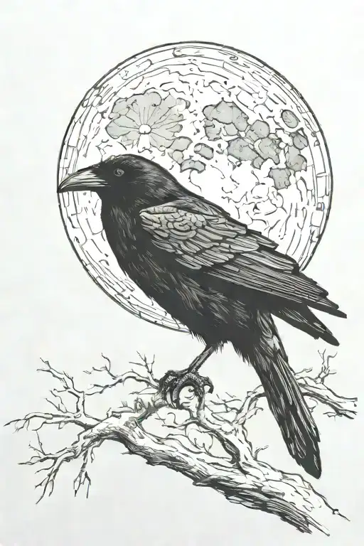 Raven And Moon