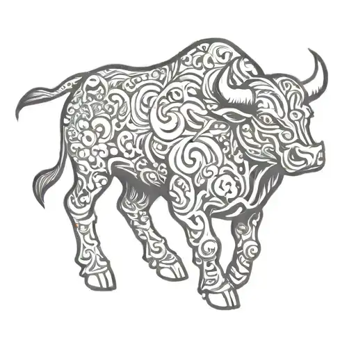 Bull Side View Irezumi Style Tattoo Japanese Old School