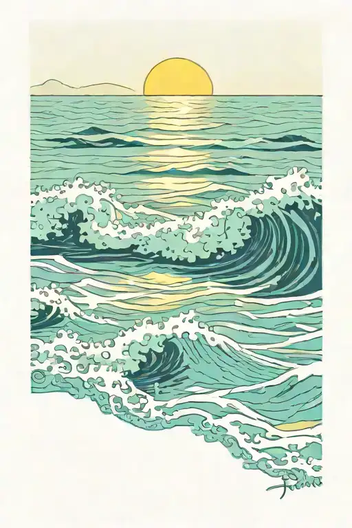 Sea Waves Sun Rising