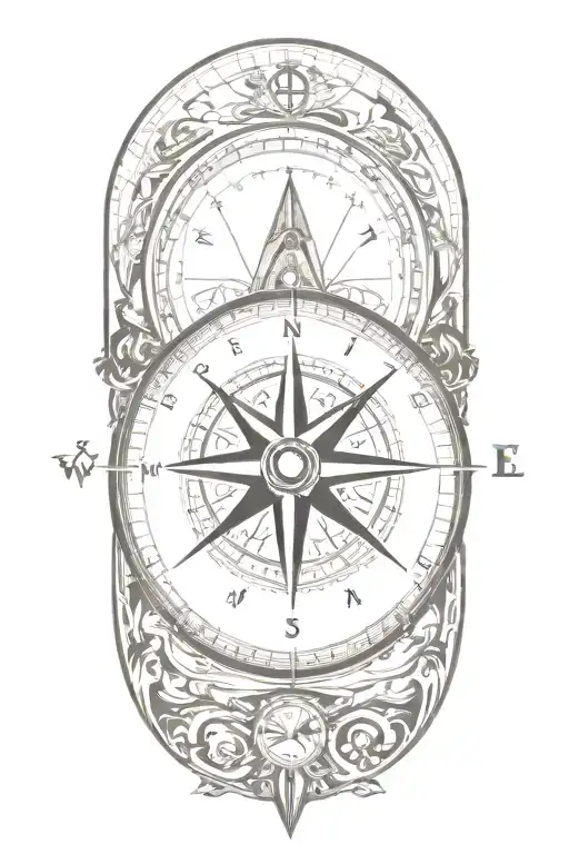 Compass Surrounded Travel Landmarks