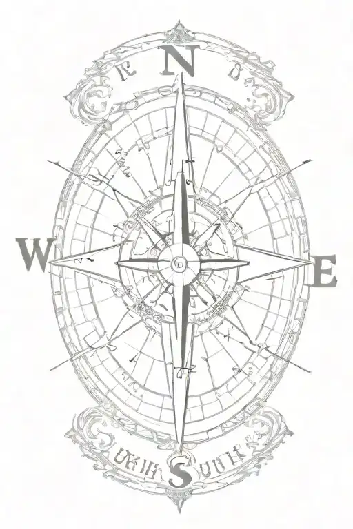 Compass Surrounded Travel Landmarks