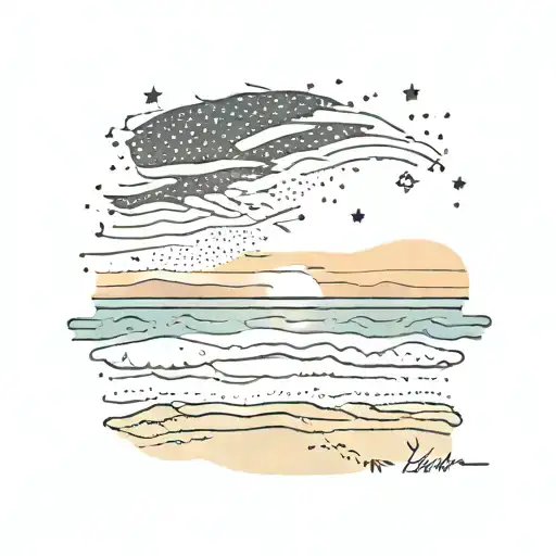 A Beach Sunset With A Constellation Of Stars In The Sky