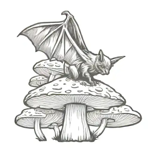 Bat On A Mushroom