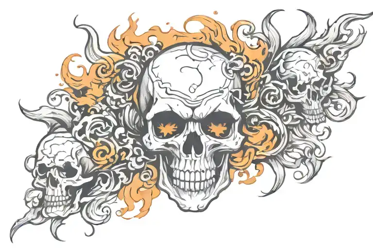 A Rebellious Skull Design With Smoke And Fire Elements Incorporated