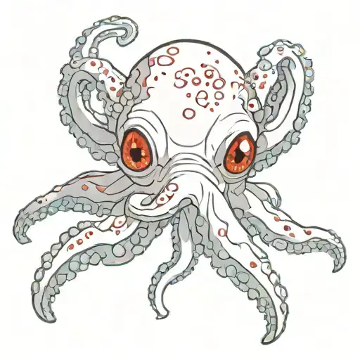 A Plush Octopus With Bloody Streaks From Its Eyes White Dragon