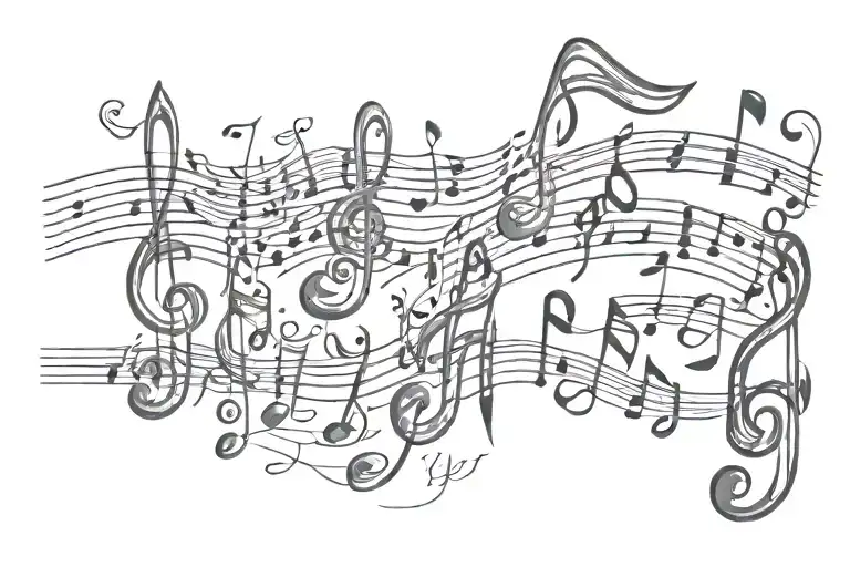 A Sketch-style Tattoo Of Your Children's Names Written In Music Notes