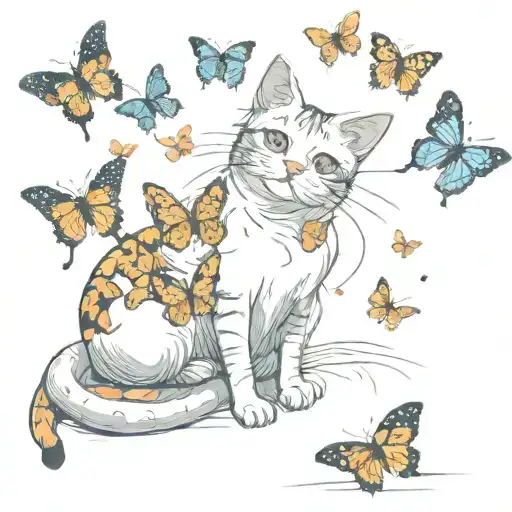 Butterflies Around The Cat