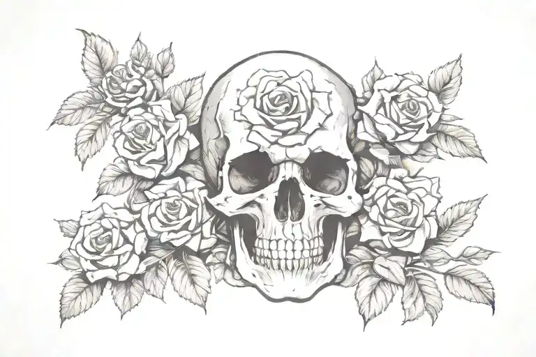 Skull And Roses Growing Inside