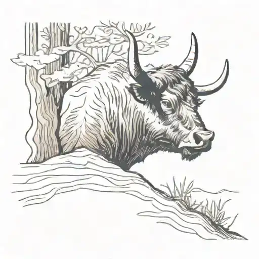 Forrest In Shadow And Bull Head