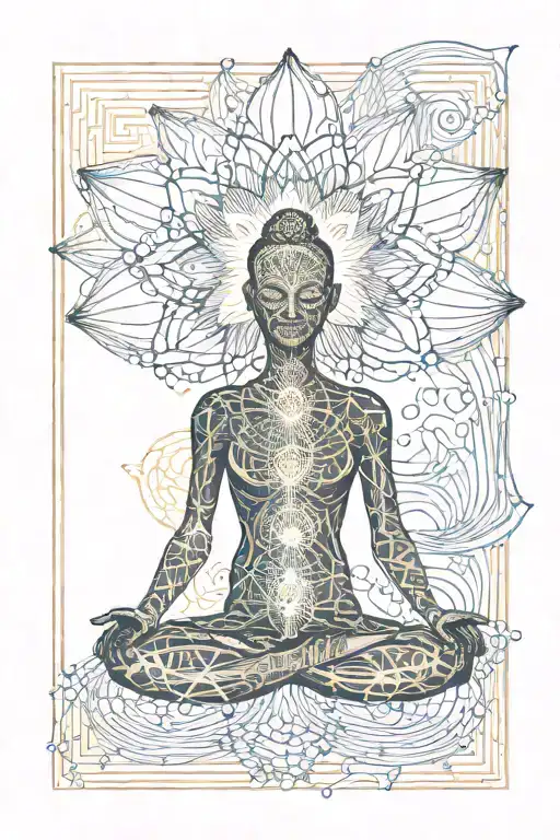 Meditating On Lotus Flower With Dna Turning Into Binary Code