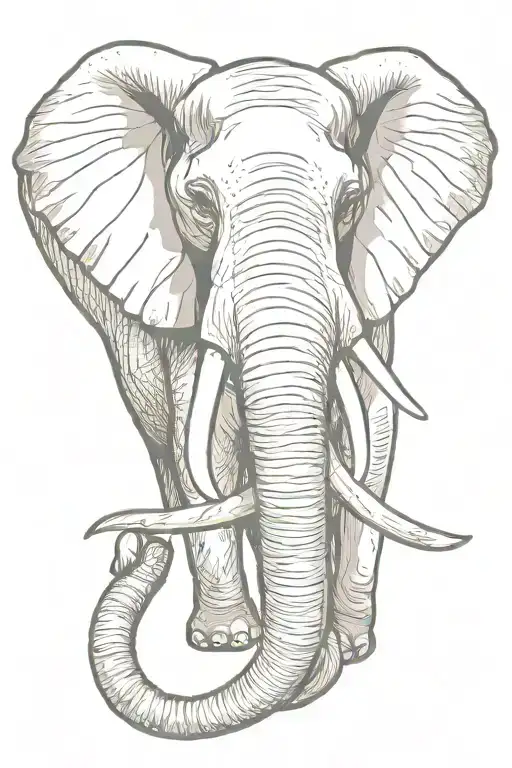 Elephant Face With Sparrow Sitting On Tusk