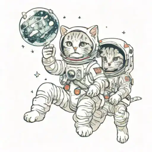 Cat In Space With Astronaut