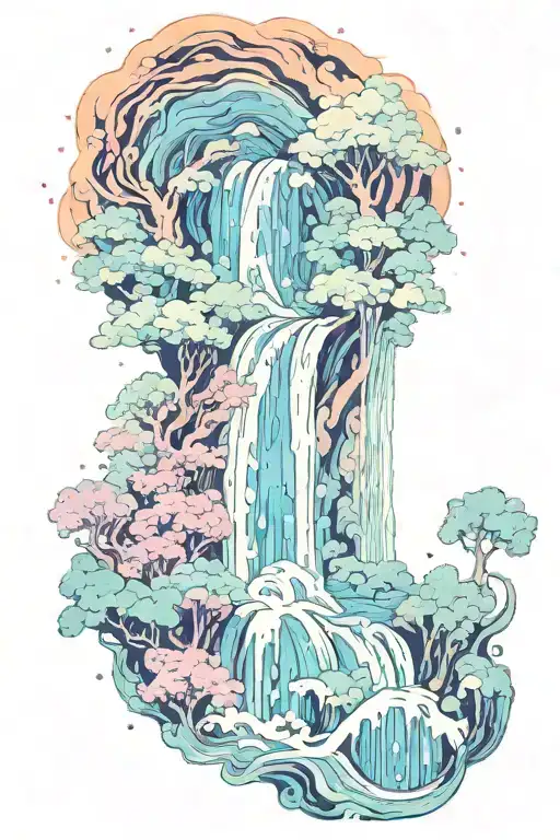 A Trippy Psychedelic Galaxy Made Of Waterfalls Flowing Through It