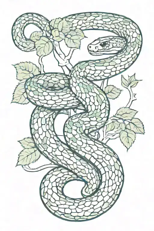 Snake Wrapped In Poison Ivy Vines