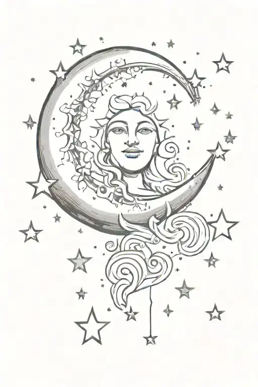 Moon And Stars With God