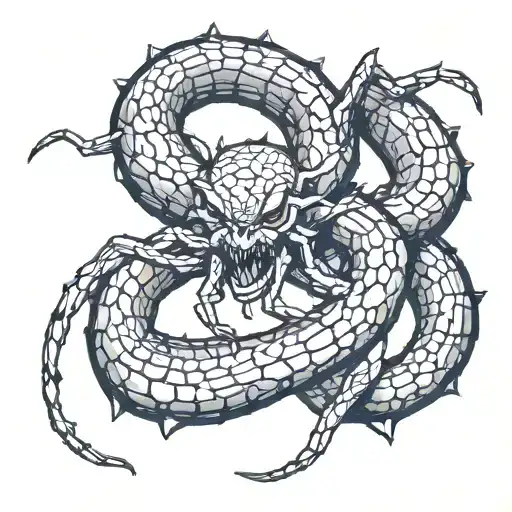 Snake Spider Hybrid Creature Combining Elements