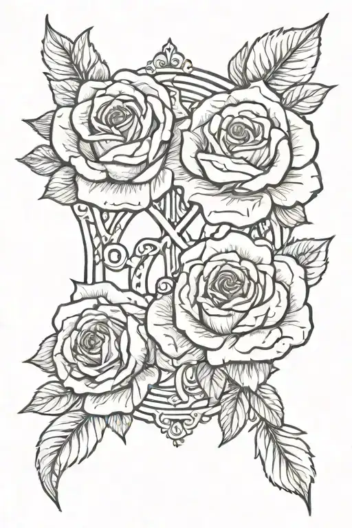 Roman Numerals And Roses Intertwined