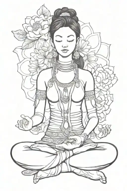 Girl In Lotus Position Meditating