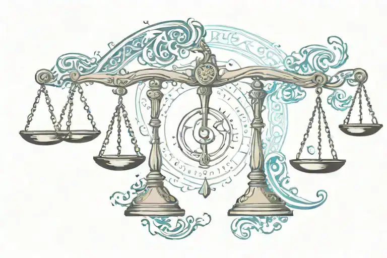 Scales Of Justice With One Side Capricorn Symbol And The Other Side Aquarius Symbol
