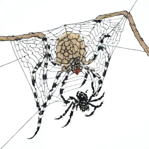 Spider Protecting One Cub