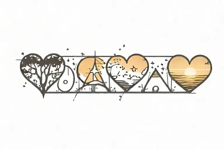 Band With Heart And Sunset Sky Filled With Stars Peaceful