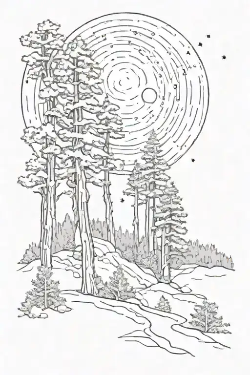 Orion And A Mountain Trail Winding Through A Forest