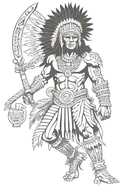 Taino Indian Warrior Greek God Aztek Style