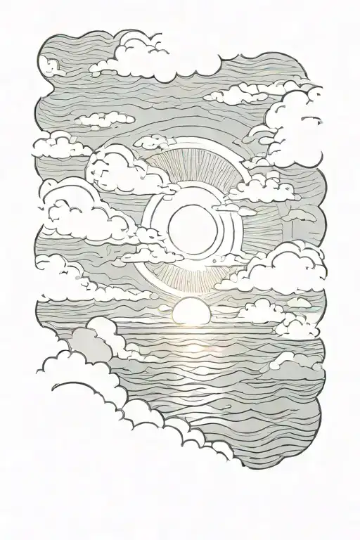 Sea And Sun In The Dark Clouds