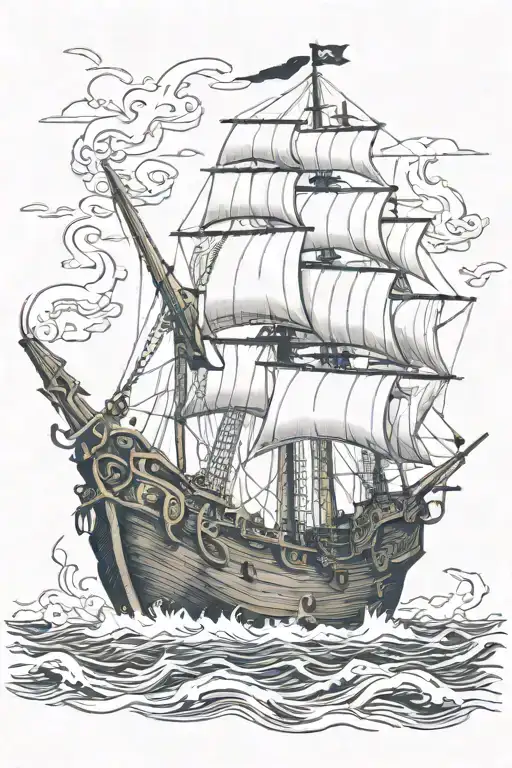 Kraken Destroying Pirate Ship