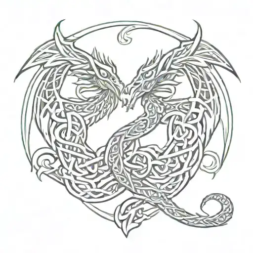 Pretty Celtic Dragon Symmetrical