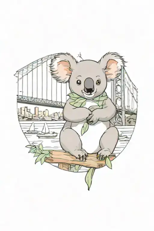 Small Koala Bear And Sydney Bridge