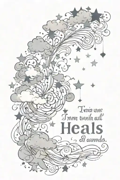 Cloudy Stars Background Time Heals All Wounds Quote