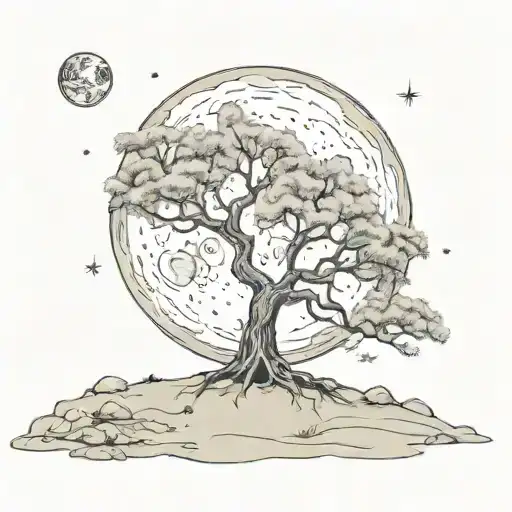 Tree On The Moon Surrounded