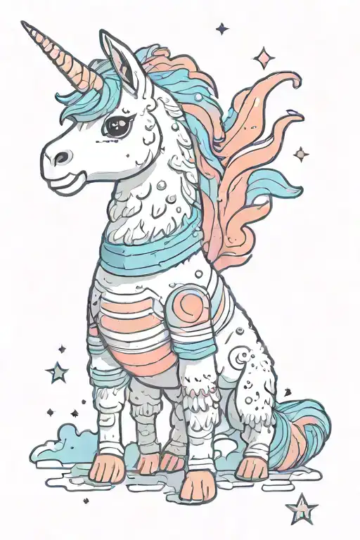 Space Llama Unicorn Full Body