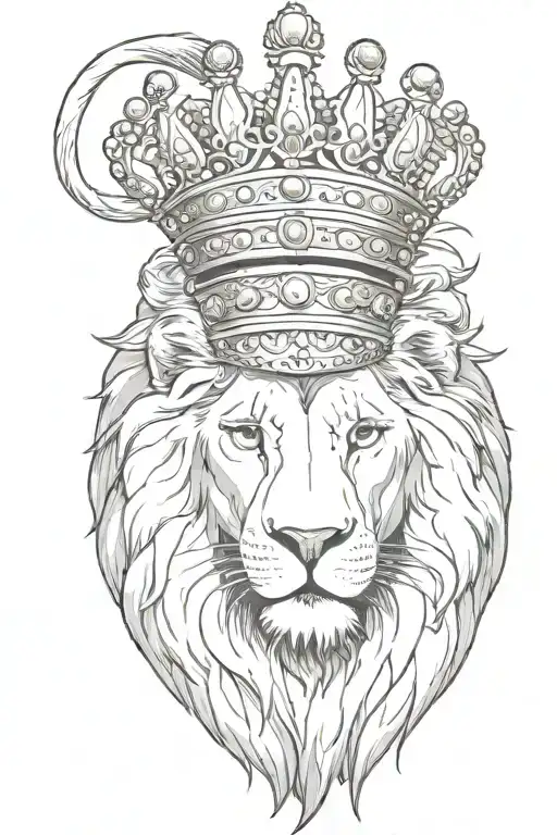 White Lion Wearing A Crown