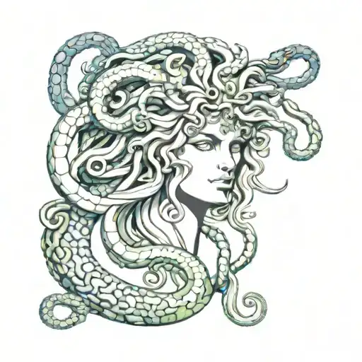 Medusa Inside Versace Logo Intertwined With Snakes And Pearls