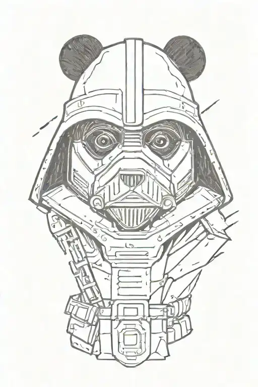 Panda Wearing Darth Vader's Helmet