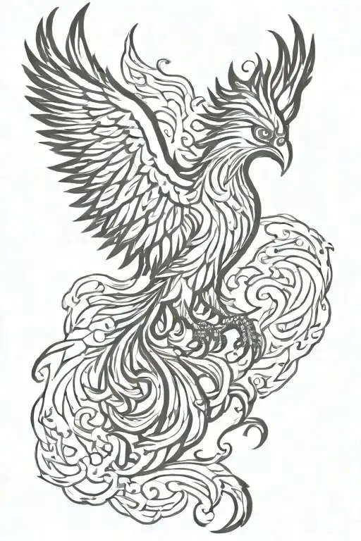 Phoenix Silhouette And Flames