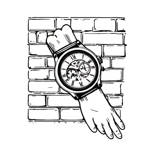 Mechanical Watch On Forearm With Bricks In Background