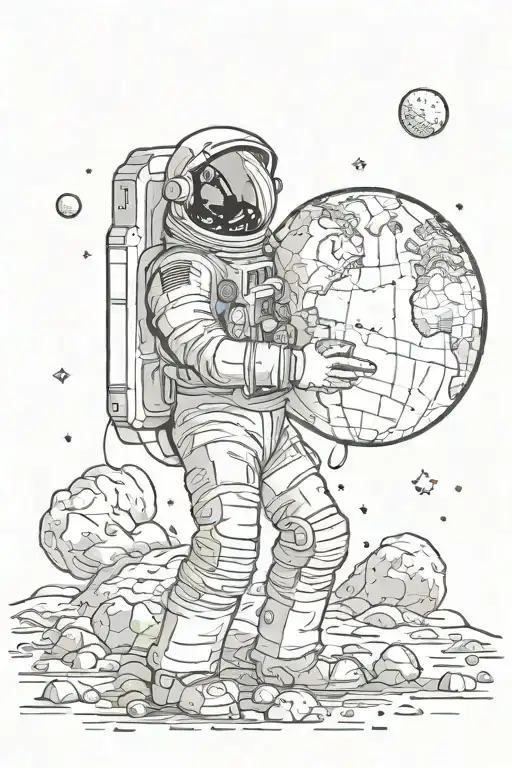 Astronaut Holding The World And Under Him Says The Work Is Yours