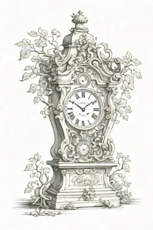 Grandfather Clock Growing Roots Forming The Shape