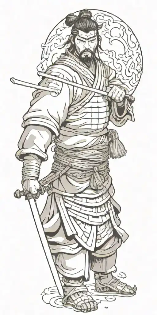 Samurai Warrior With Fire Flames